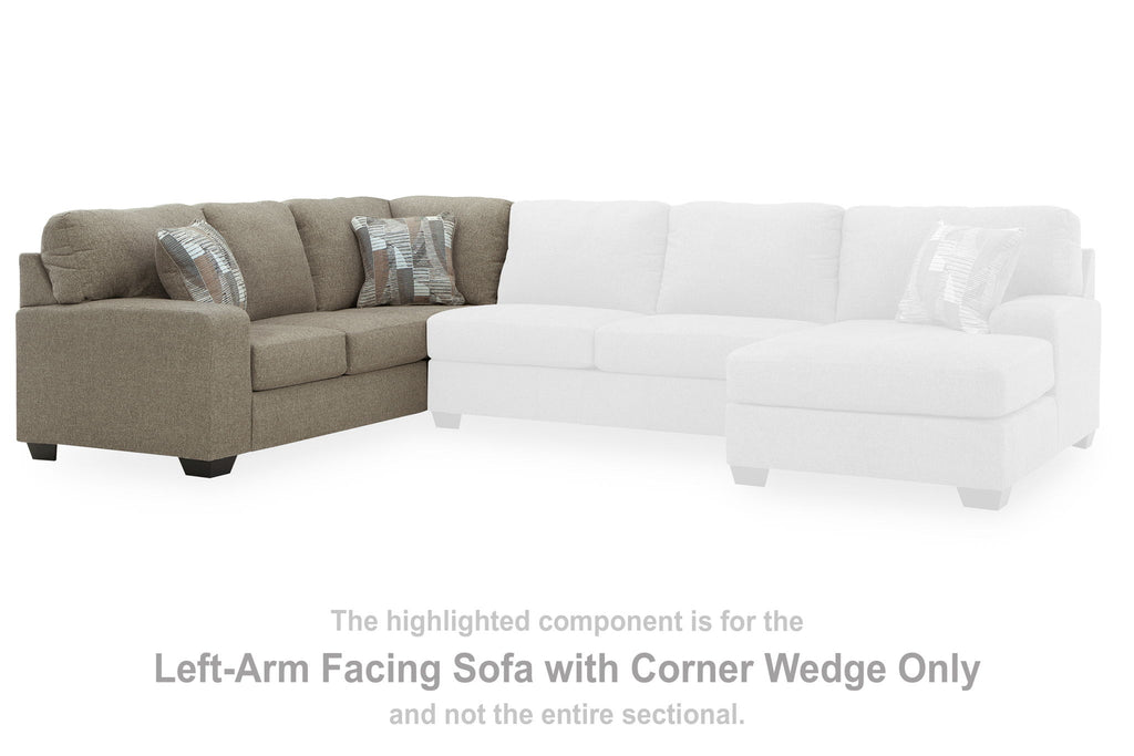 Newellen LAF sofa with corner wedge, beige upholstery, left-arm facing section with chaise