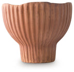 Sienna vase with curved fluted sides and wide round opening