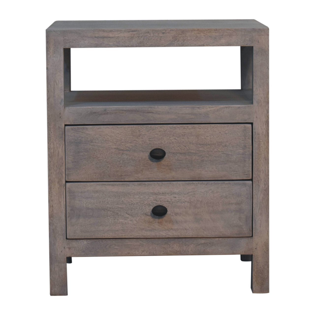 Acid Wash 2-Drawer Open Bedside Table Nightstand - Modern Storage