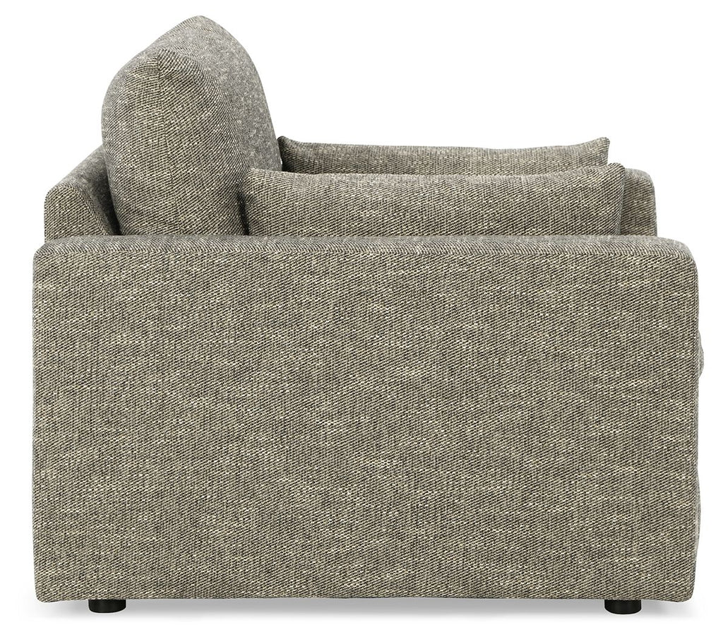 Granite gray chair and a half armchair, deep seat, back and side cushions