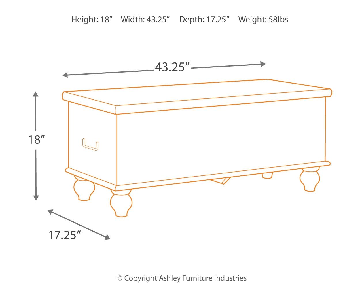 Beige storage bench with carved front panel and hinged top for storage