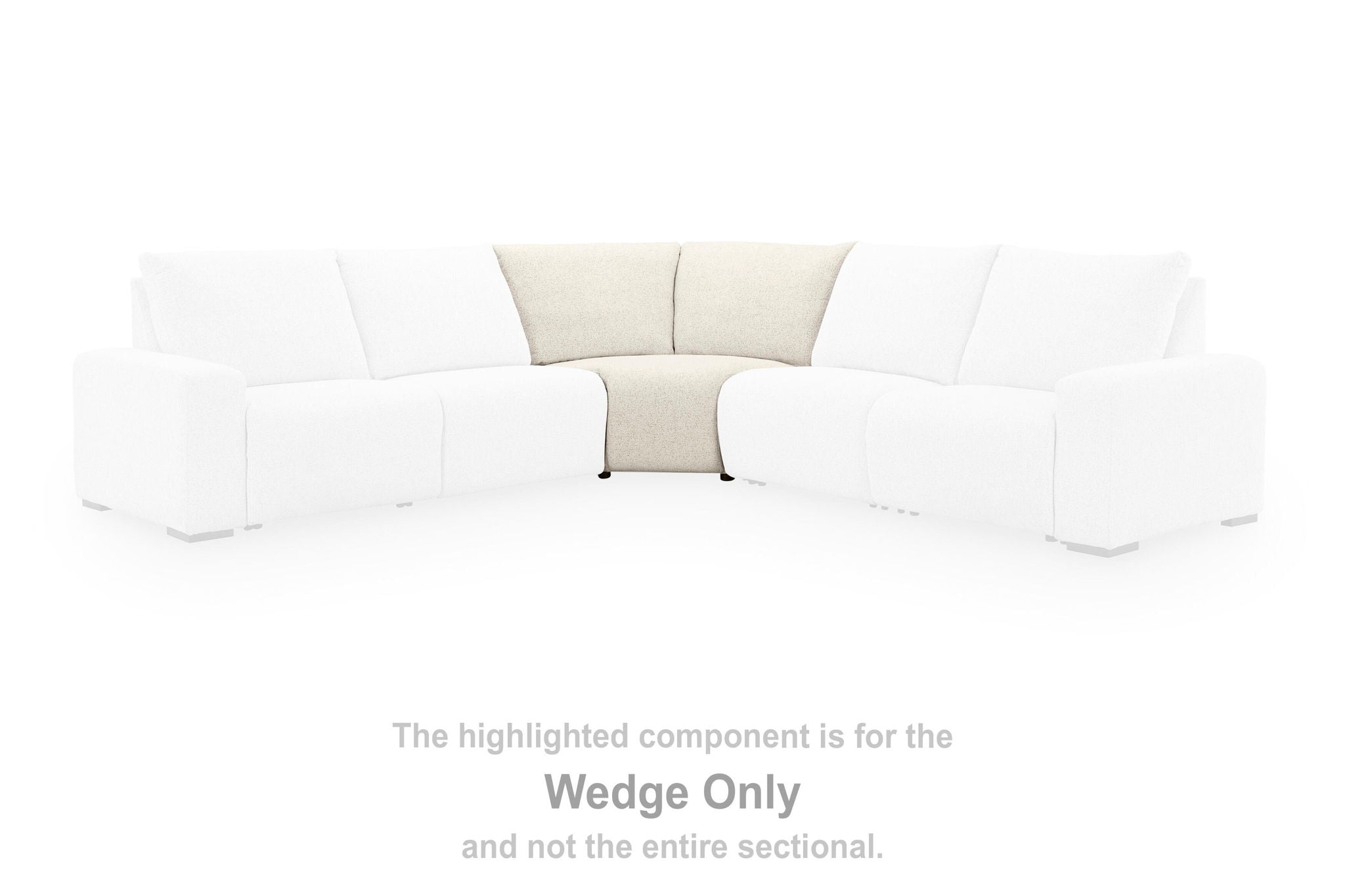 Light beige sectional wedge component with back cushions in an L-shaped sofa
