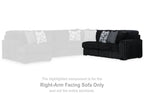 Right-arm facing dark velvet sofa section with ribbed seating and back