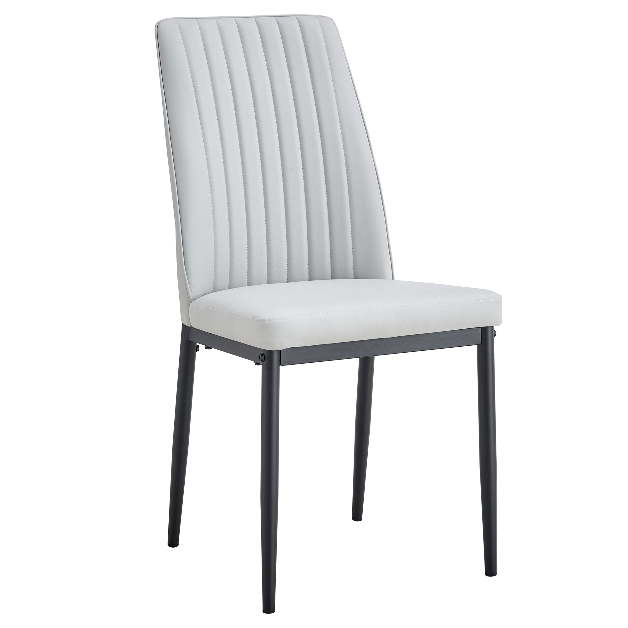 5-Piece Dining Set w/ Faux Leather Chairs - Gray