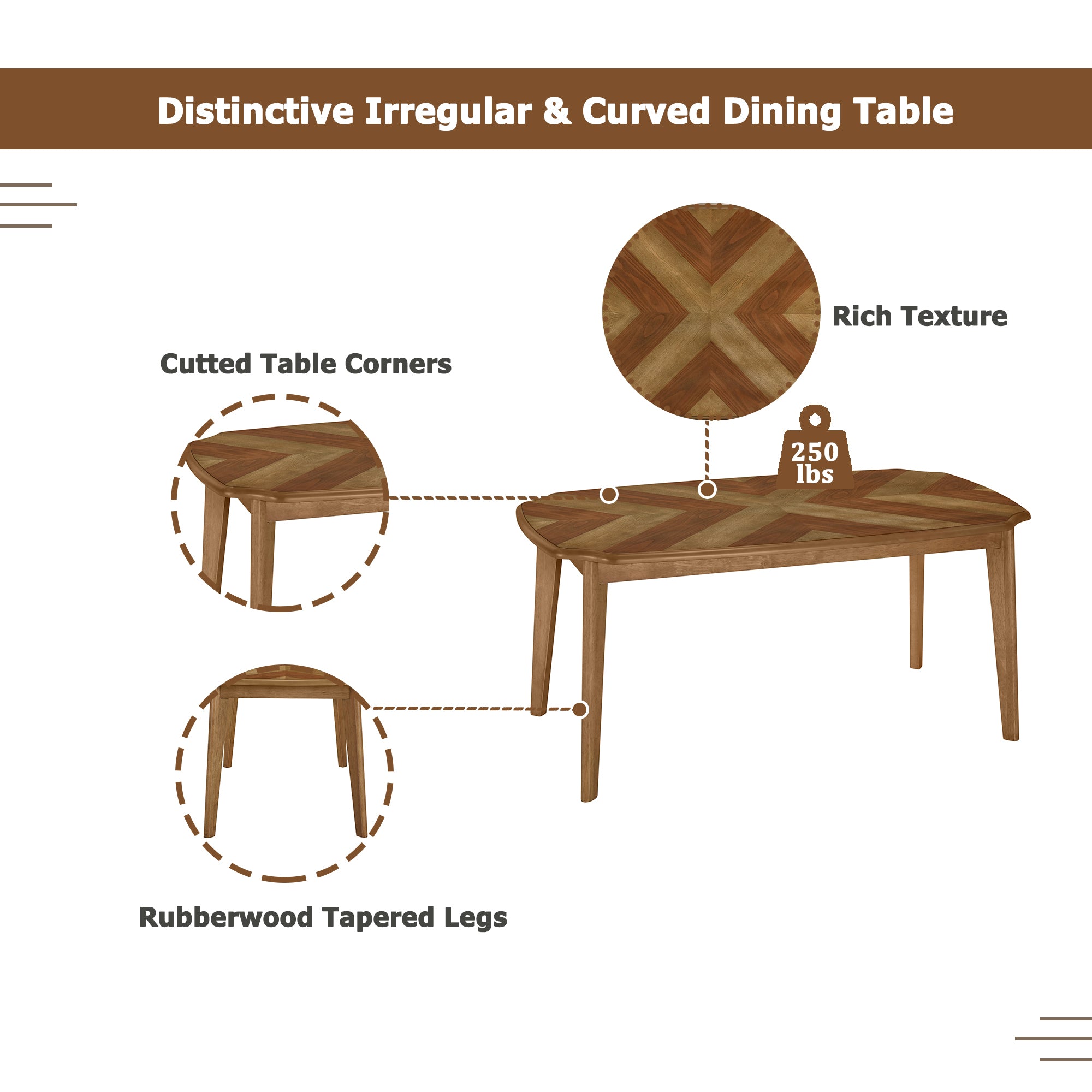 Vintage 7-Pc Dining Set, Brown