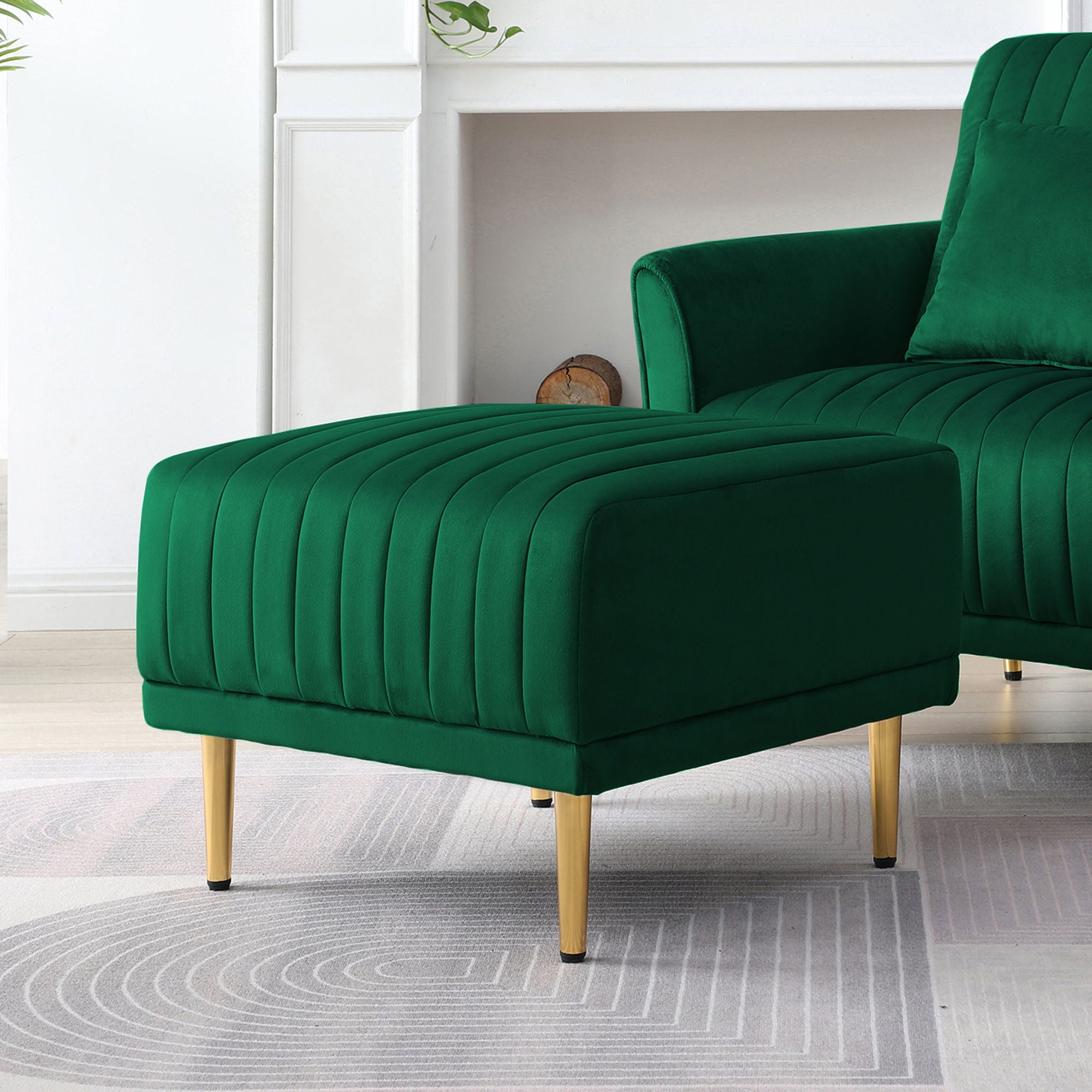 Ottoman Bench For Big Sofas Or Living Room Sofas - Green Velvet