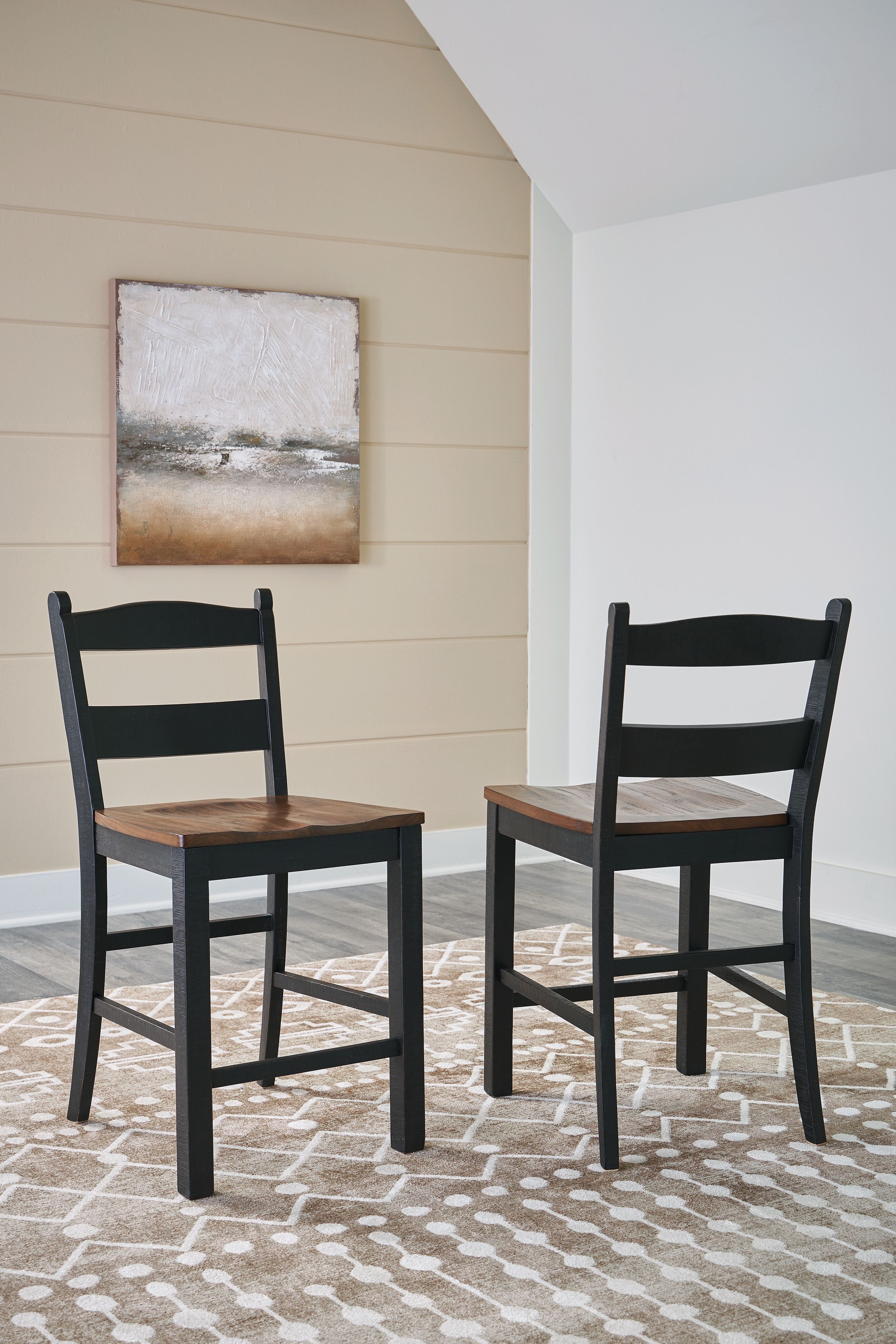 Valebeck Black & Brown Two-Tone Barstool (Set of 2) - Cottage Chic