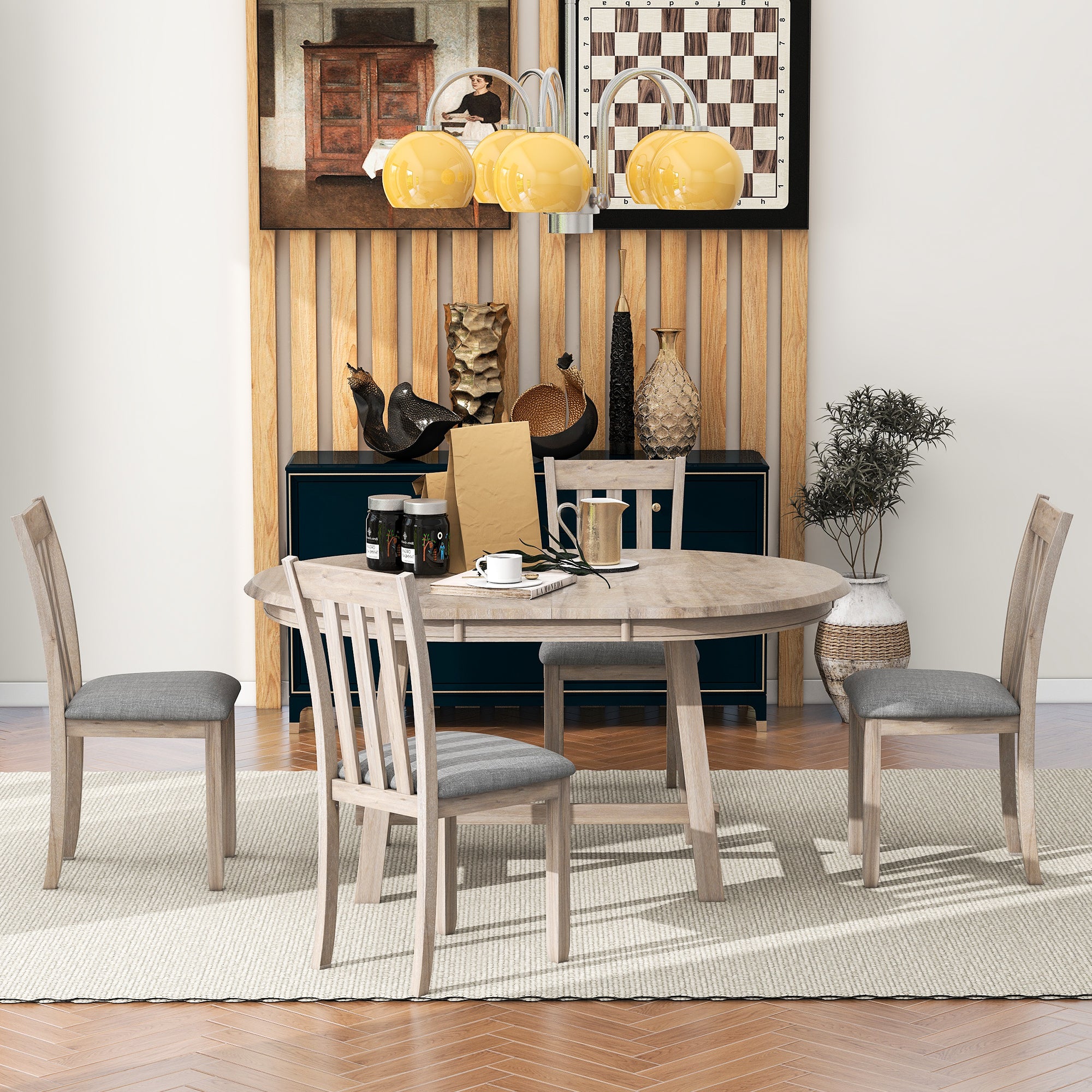 5-Pc Round Extendable Dining Set