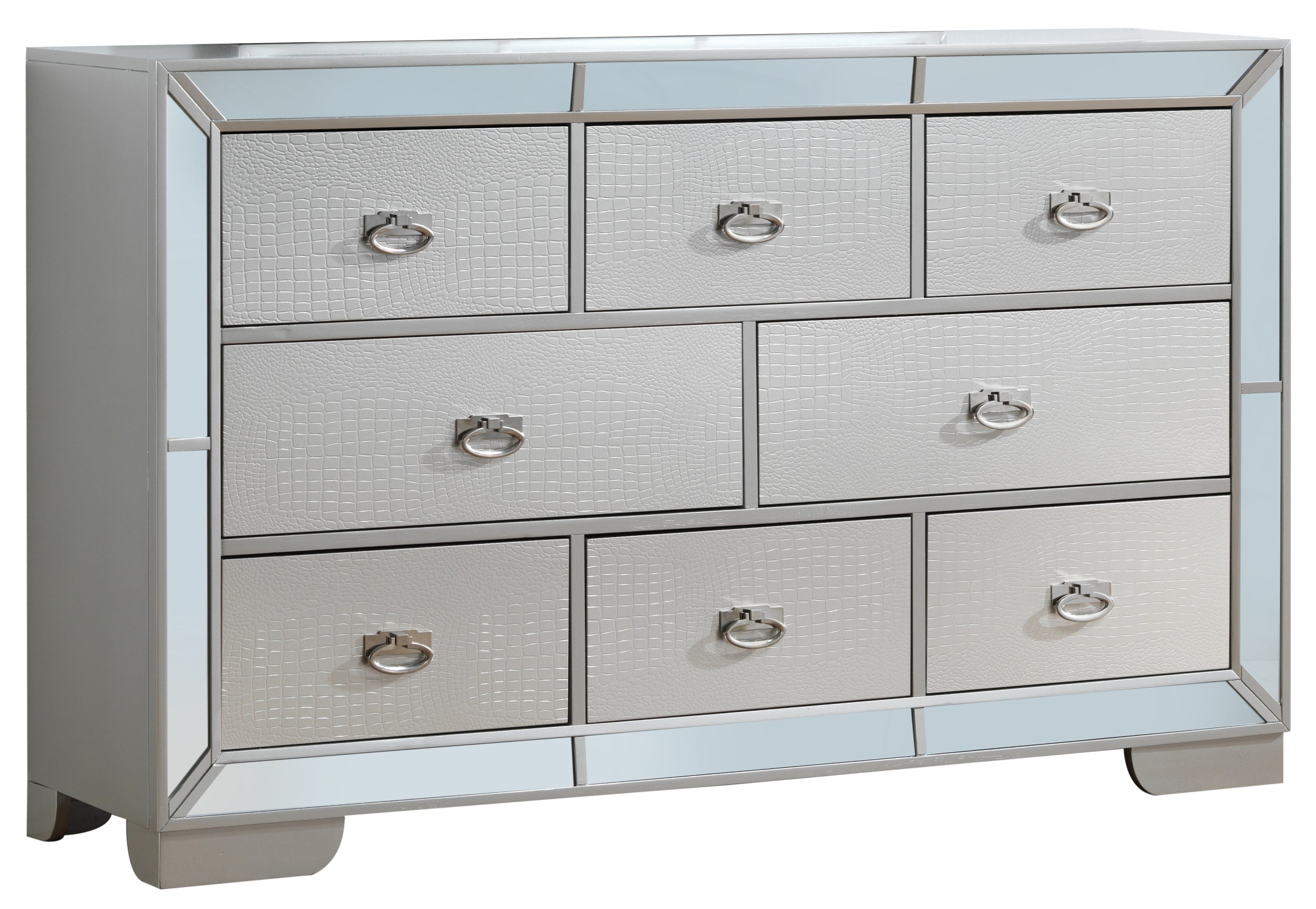 Stylish Silver Champagne Storage Dresser: Chic Home Furniture
