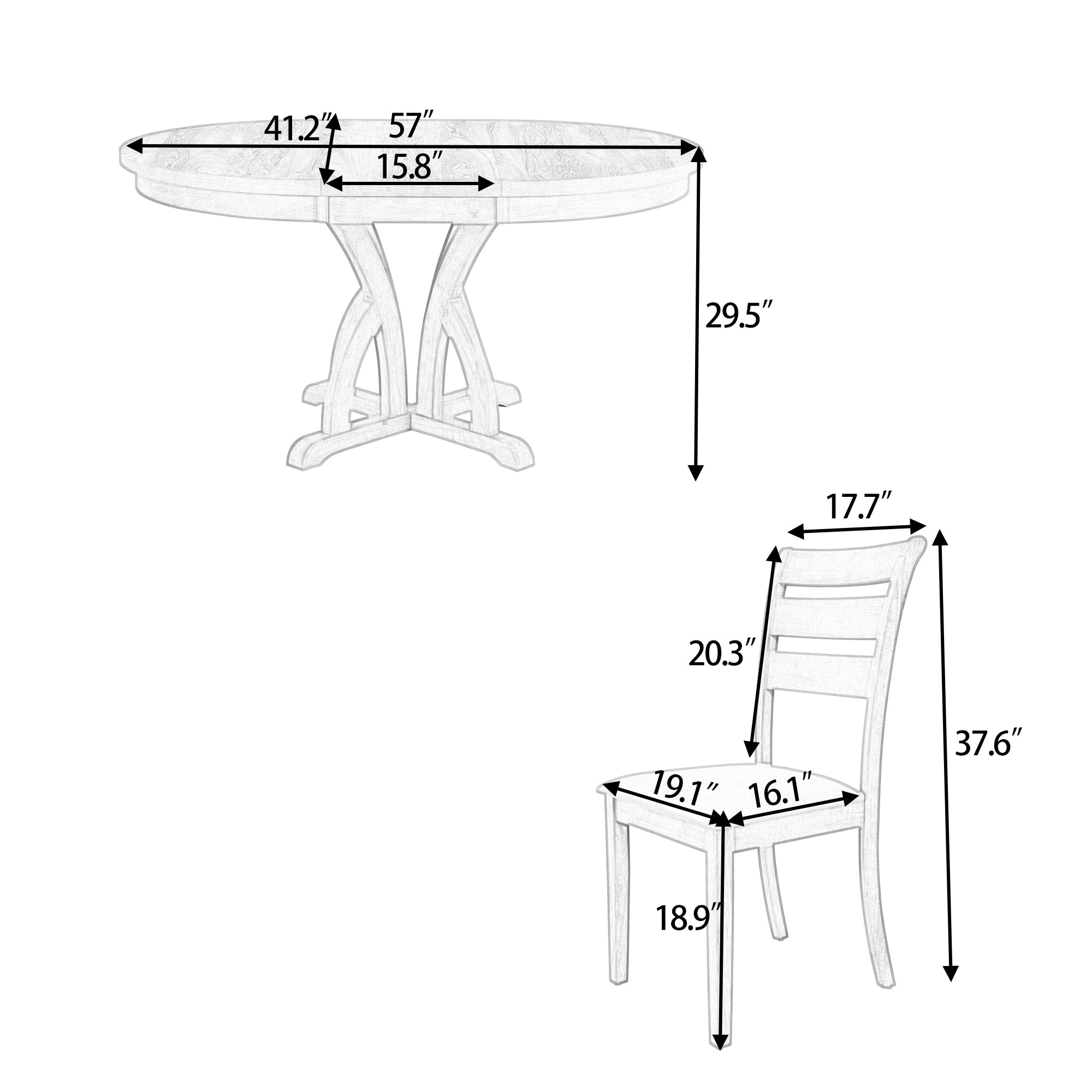 5-Piece Farmhouse Round Dining Table Set (Black)