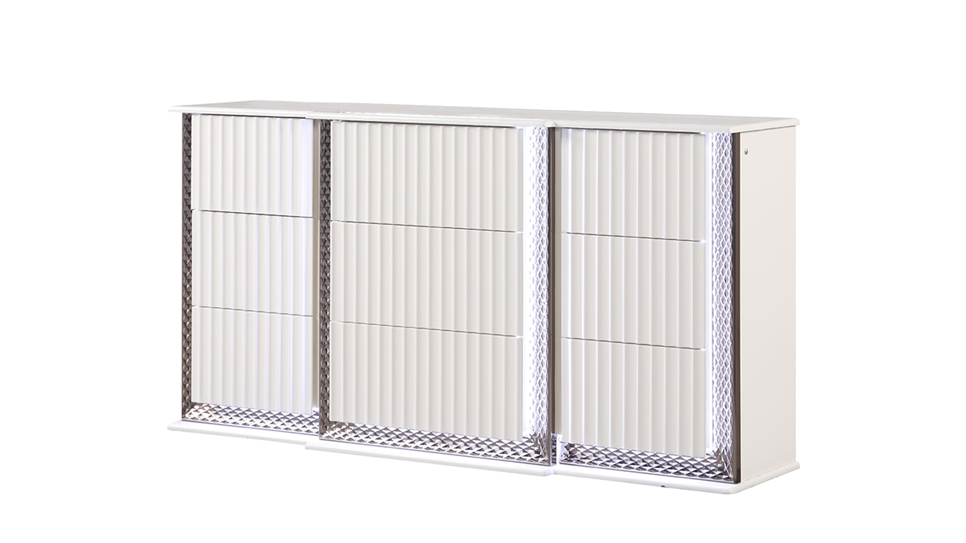 Fabio Contemporary White 6-Drawer Dresser LED Diamond Accents