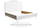 California King panel rails for bed frame, brown side panels with white finish