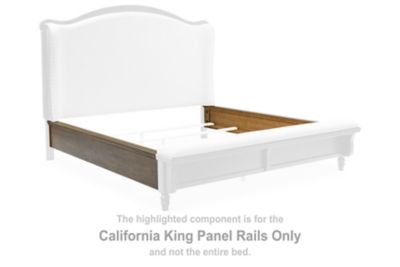 California King panel rails for bed frame, brown side panels with white finish