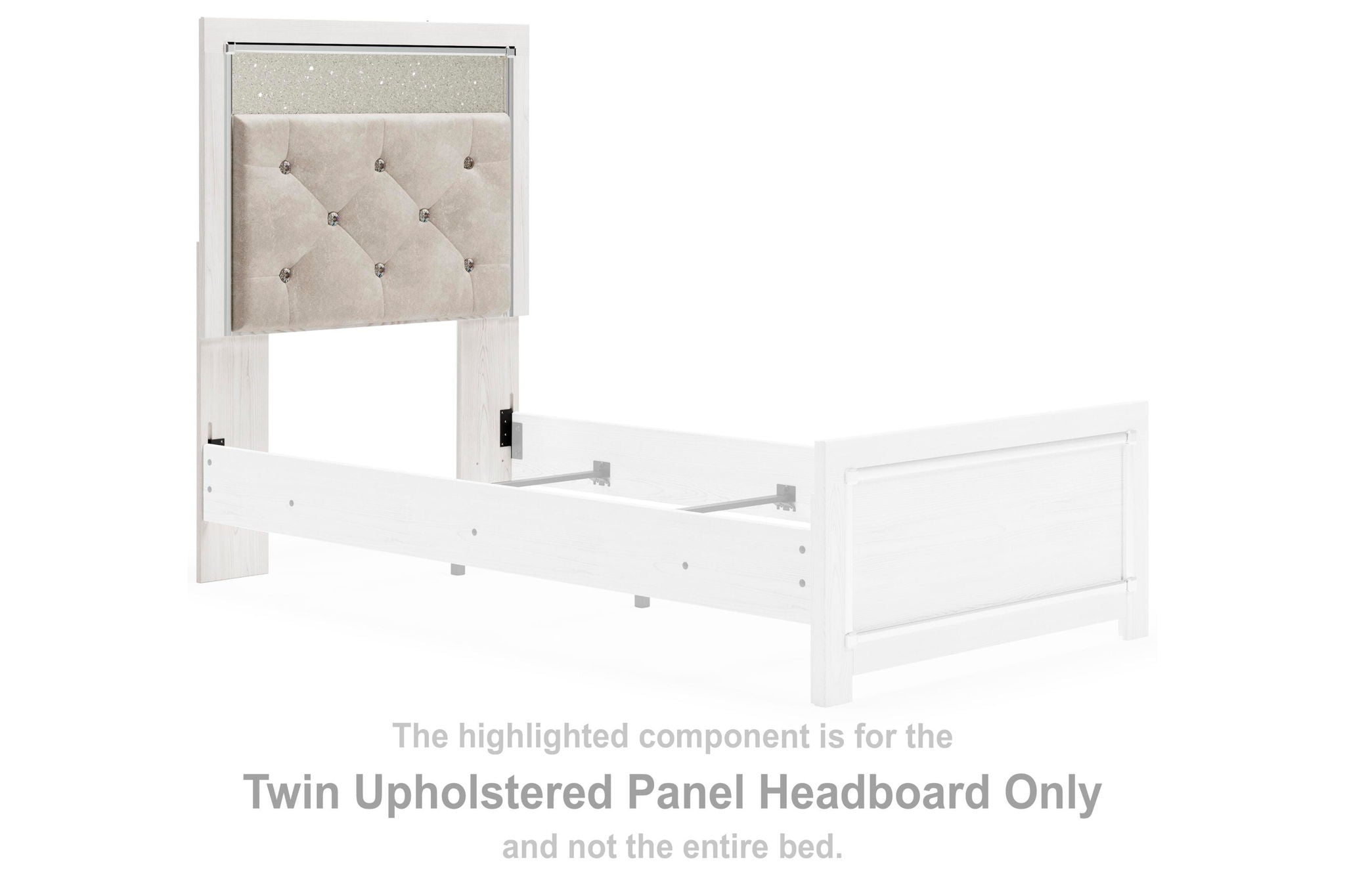 White upholstered panel headboard with button-tufted center