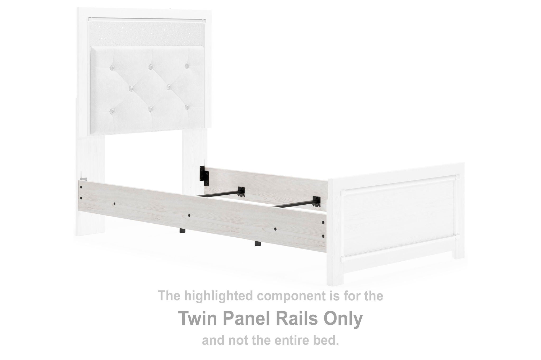 White twin panel rails with mounting brackets and end supports