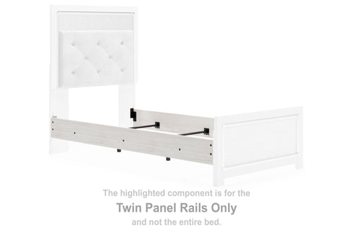 White twin panel rails with mounting brackets and end supports