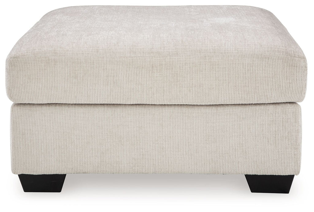 Aviemore oversized accent ottoman, off-white fabric with black legs