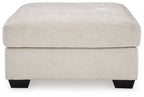 Aviemore oversized accent ottoman, off-white fabric with black legs