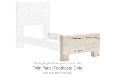 Light natural wood twin panel footboard with two-panel design