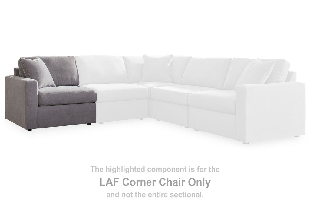 Granite gray LAF corner chair section with padded backrest and seat