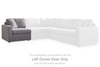 Granite gray LAF corner chair section with padded backrest and seat