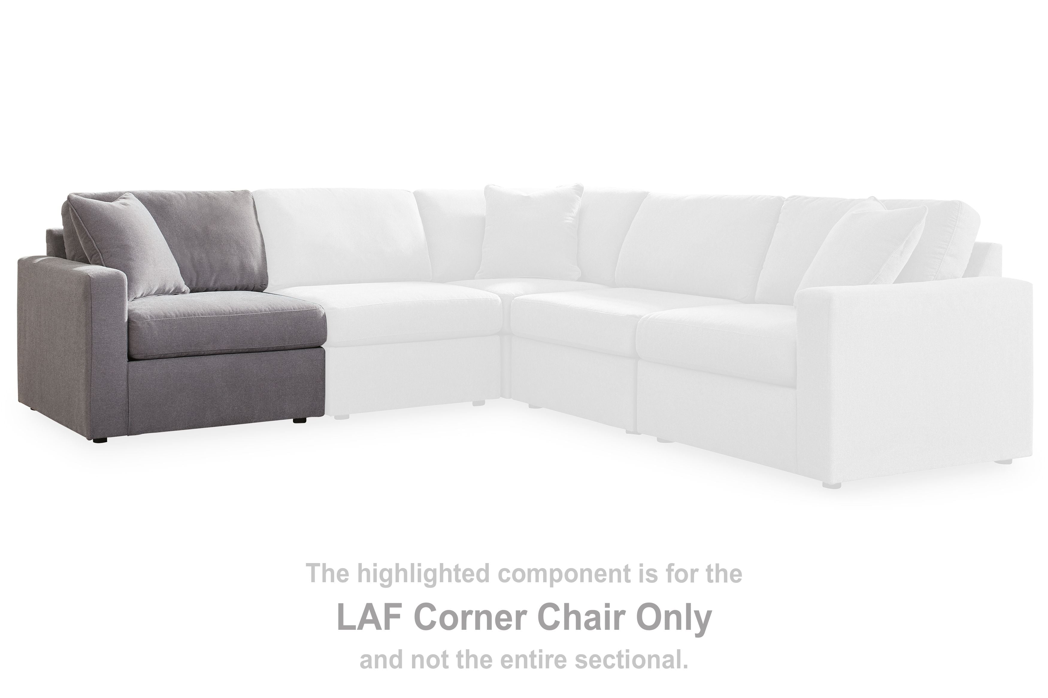 Granite gray LAF corner chair section with padded backrest and seat