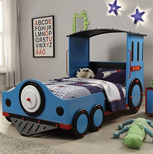 Tobi Twin Bed - Blue, Red & Black Finish