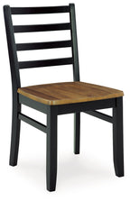 Black dining chair with slat back and brown square seat
