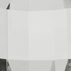 Clear glass candle holder with faceted prism pattern and silver-toned trim