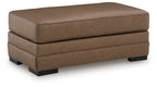 VillaCourt caramel ottoman with padded top and side panels