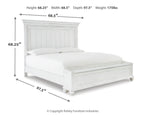 Kanwyn panel bed in white, vertical panel headboard and low platform footboard