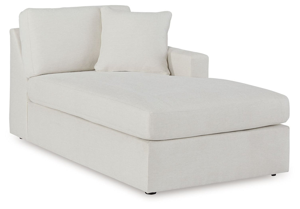 Raf corner chaise in oyster fabric with thick seat and padded back cushion
