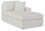 Raf corner chaise in oyster fabric with thick seat and padded back cushion