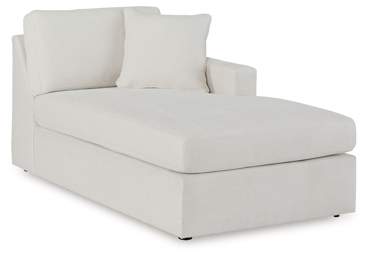 Raf corner chaise in oyster fabric with thick seat and padded back cushion