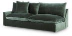 Jade green sectional sofa daybed-style chaise with two back pillows