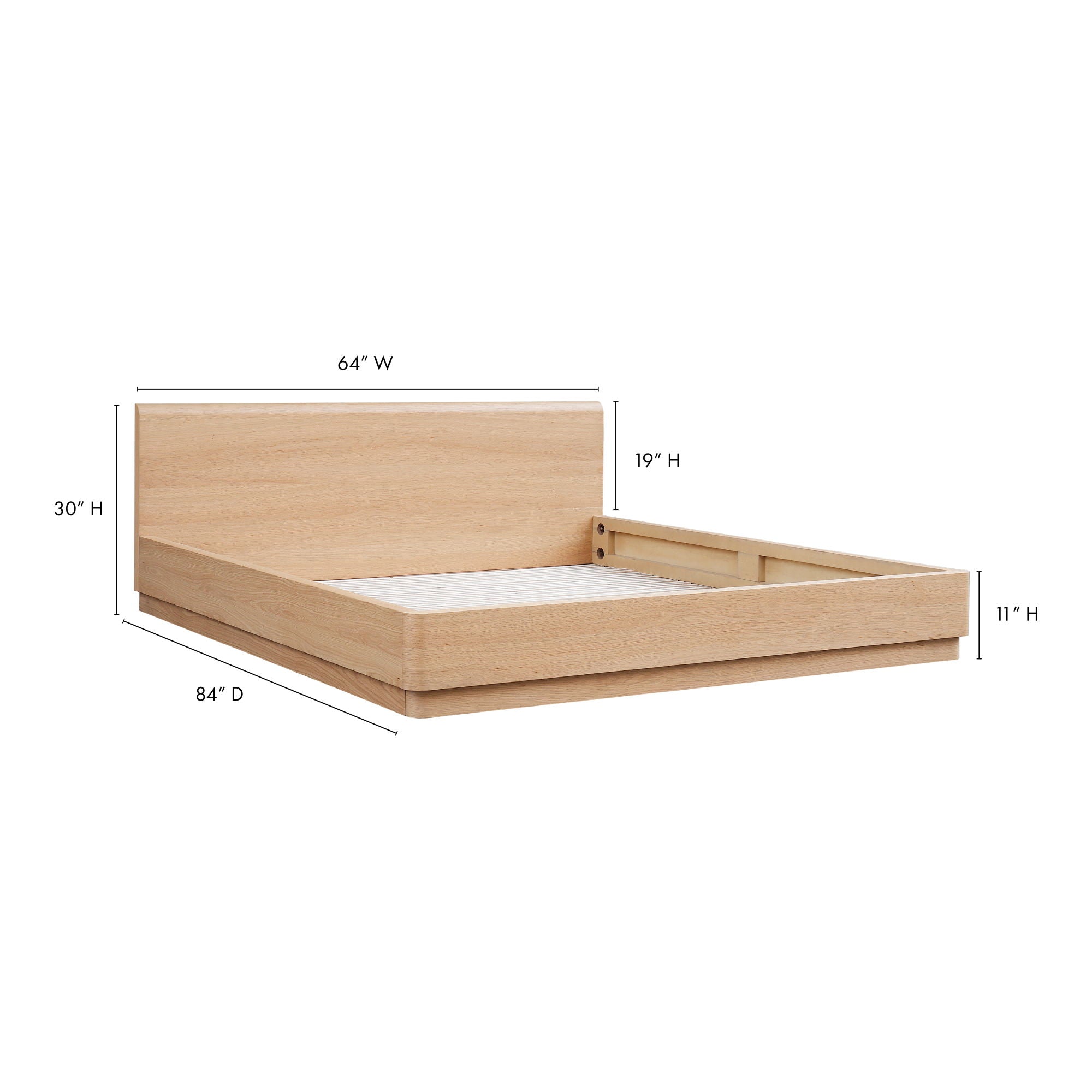Round Off - Queen Bed - Natural Oak