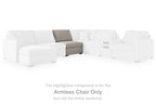 Armless chair component in gray upholstery shown within a white sectional layout