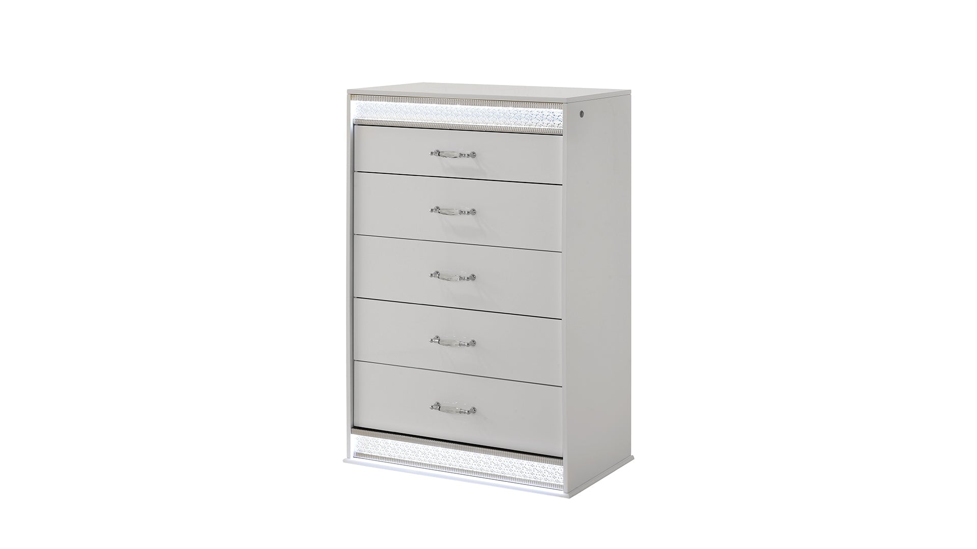 Glam Modern White Wood 5-Drawer Chest