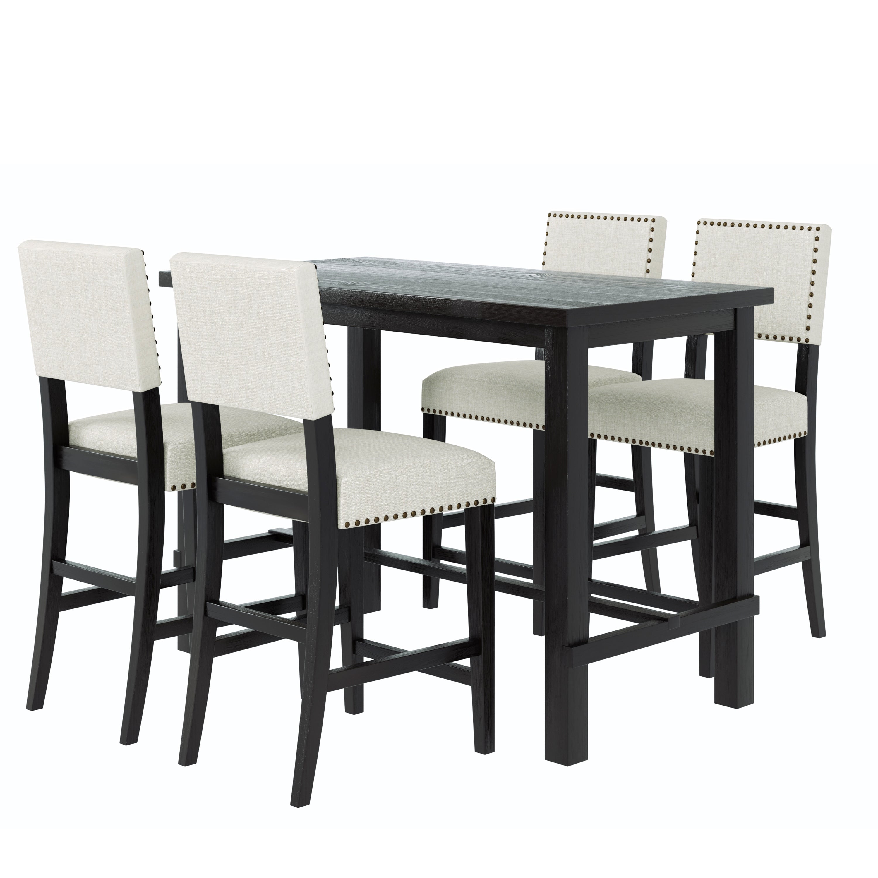 5-Pc Counter Height Dining Set, Espresso/Beige