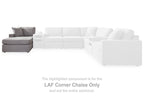Modmax LAF corner chaise component in granite-gray fabric with two back pillows
