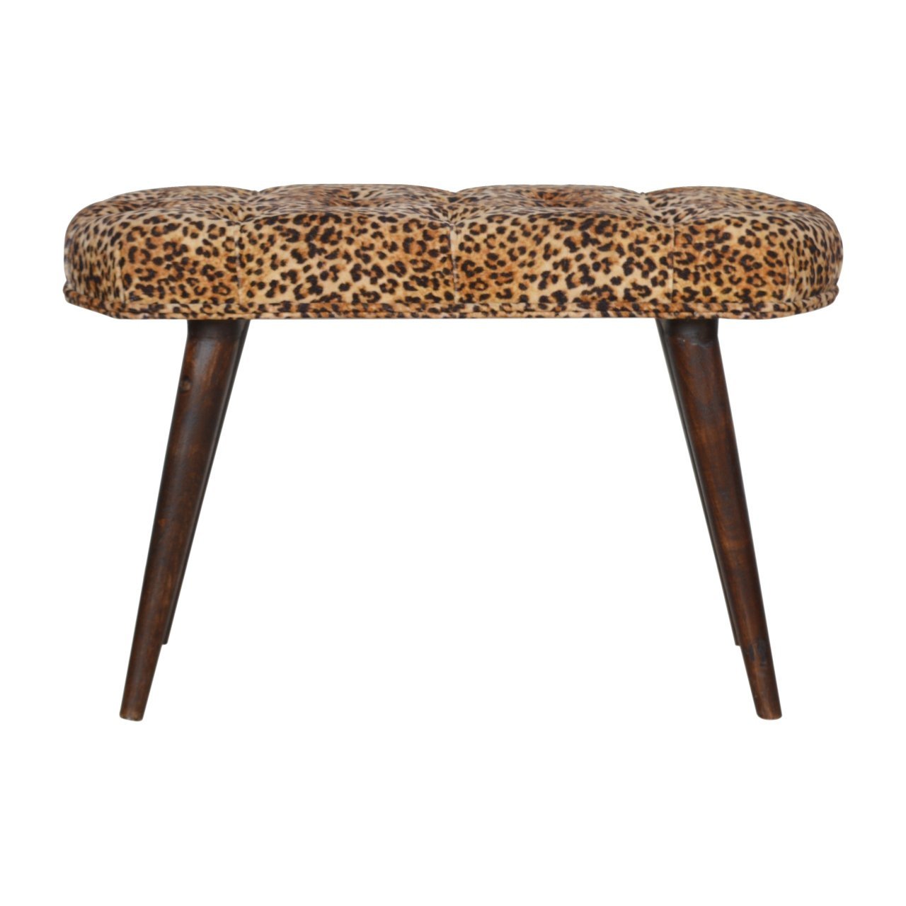Leopard Print Deep Button Bench - Elegant Home Accent