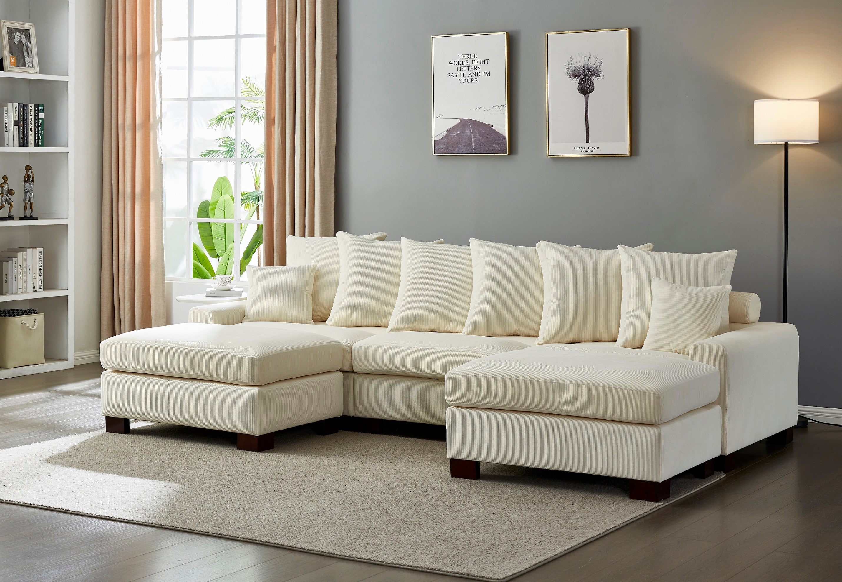 Modular Sectional Sofa 5-Seater Corduroy L/U Shape Couch