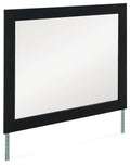 Rectangular mirror with black frame and metal mounting legs