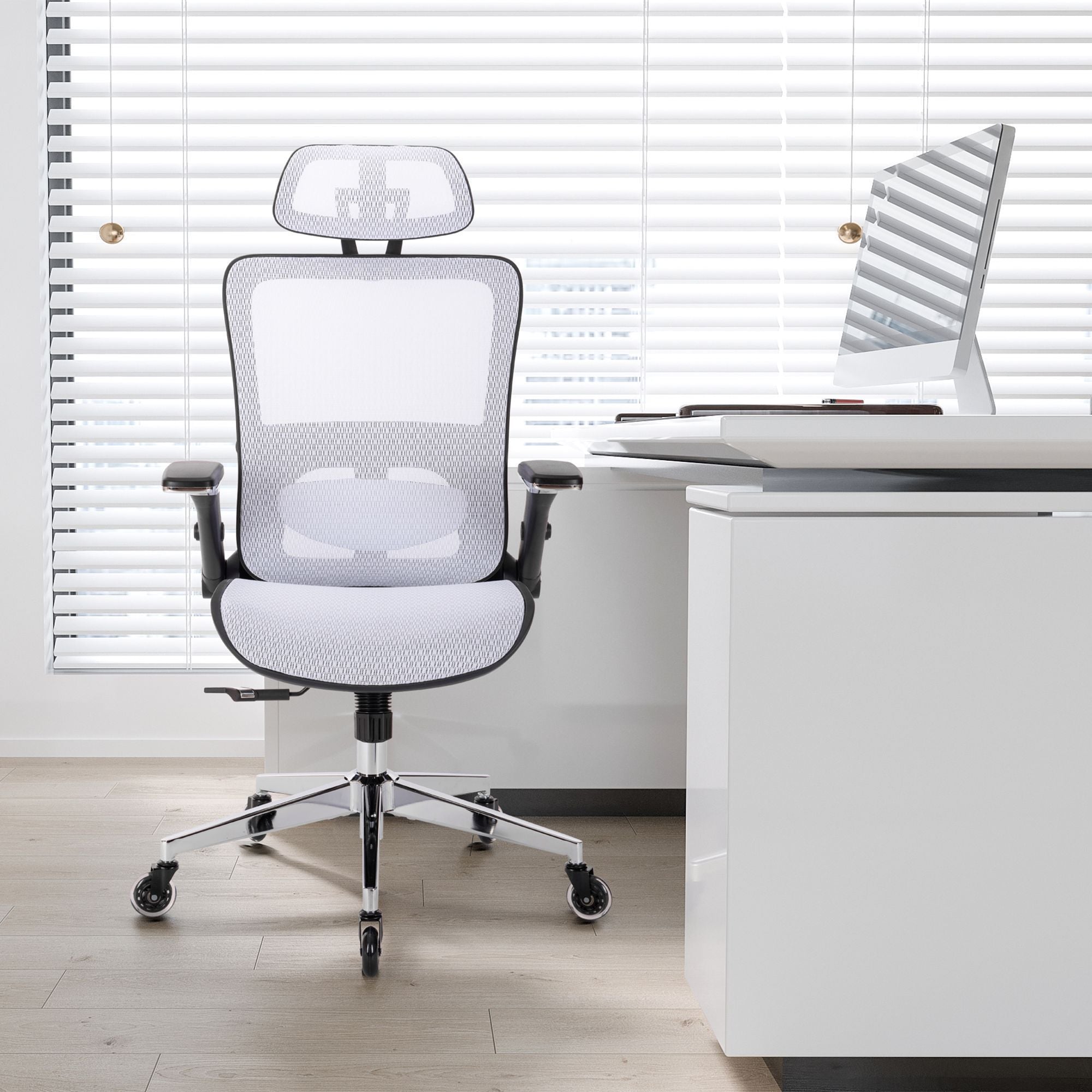 Ergonomic Mesh Office Chair w/ Headrest & Flip-Up Arms