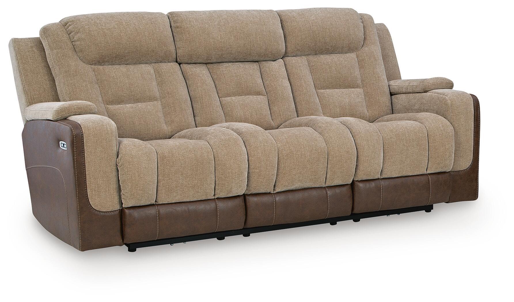 Mixed Motion - Power Reclining Sofa With Adjustable Headrest - Brownstone
