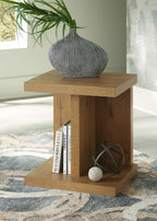 Brinstead chair side end table in light brown wood with two open tiers