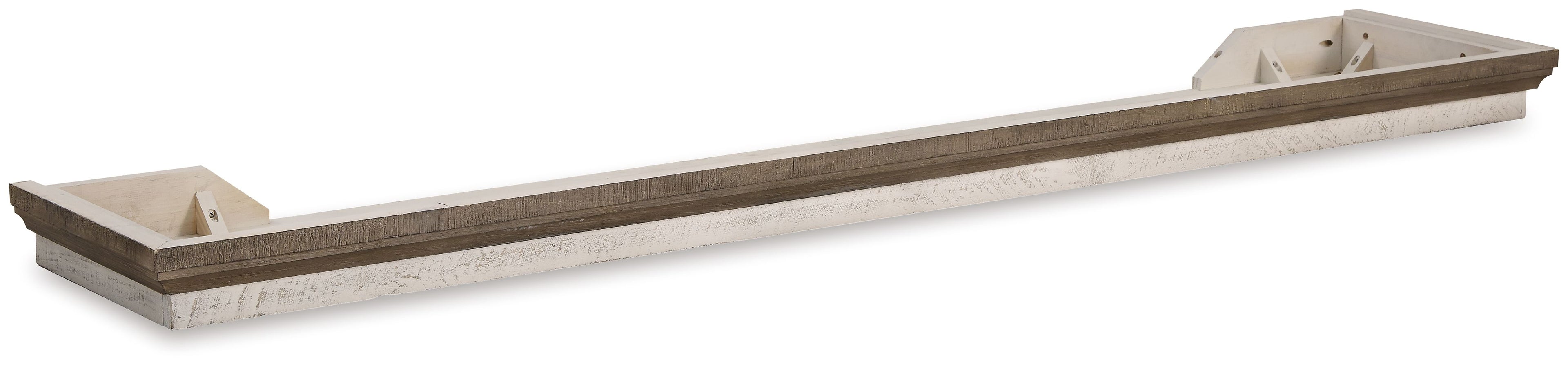 Brown and beige bridge shelf insert with small open bases