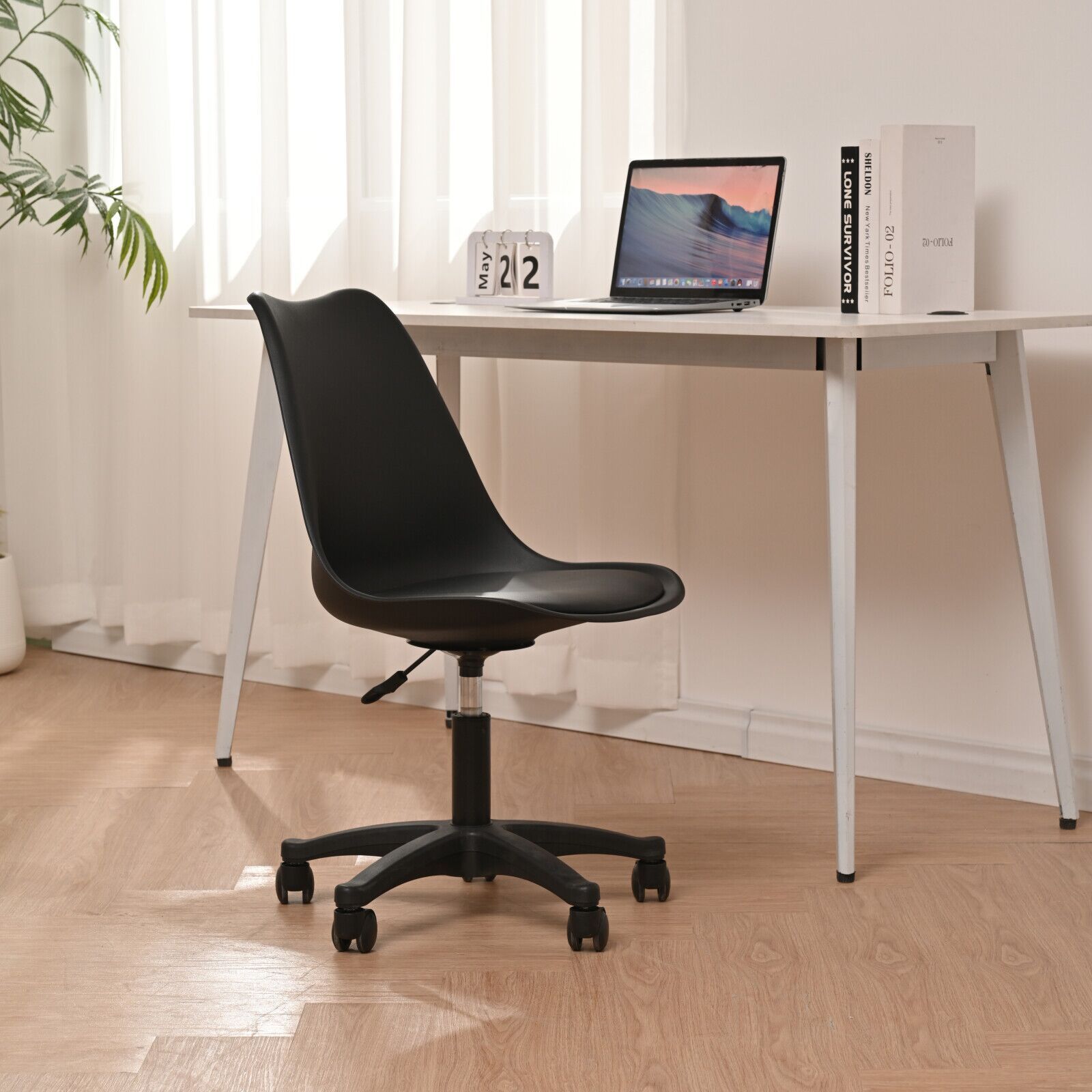 Black PP Adjustable Height Office Chair w/ Wheels