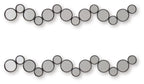 Set of 2 black round accent mirrors, horizontal staggered circle garland