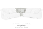 White sectional corner with wedge section highlighted in fabric